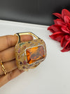 Turkish Jewelry, Crystal, CZ, Stones Oversized Cuff Bracelet Bangle, Gold Polish (Fits 2.6" Diameter)