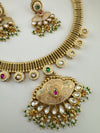 Rajwadi kundan, Enamel, stones, pearls Gold necklace set, Indian Bridal Jewelry set