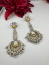 Oxidized Silver and Gold ChandBali Very long Earrings, designer jewelry