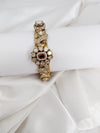 Peacock Amarapali inspired Moissanite Kundan, CZ, Stone Bracelet Bangle, Gold Polish (Fits 2.6" wrists)