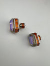 Premium Swarovski style Crystal and Cubic Zirconia in unique designer Orange studs earrings, crystals at the backing/Bridesmaid gift