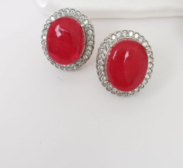 Cubic Zirconia, American Diamond,Doublet stone studs earrings, Indian Jewelry