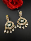 Gold and small pearls, Kundan, Cubic Zirconia Chandelier Chandbali Earrings, CZ, Designer jewelry