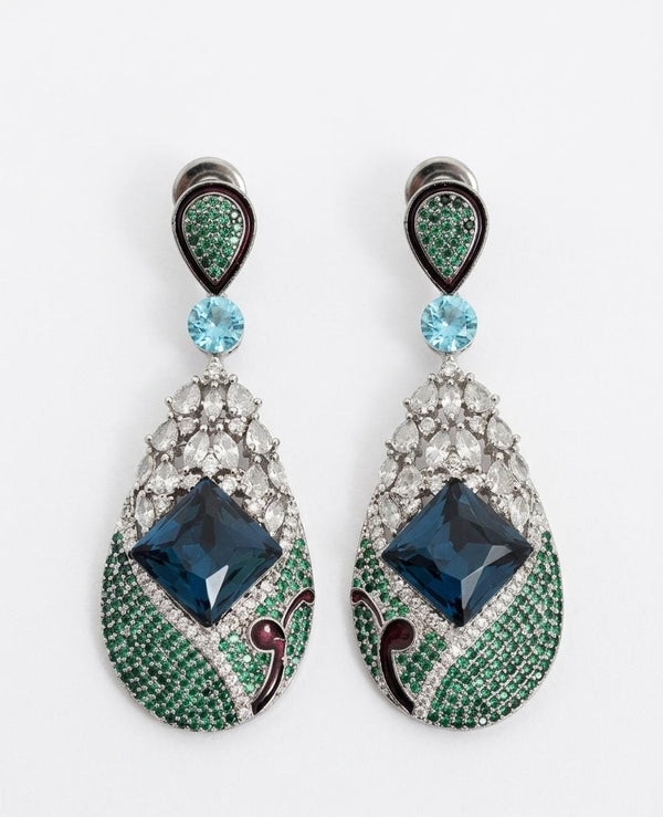Swarovski inspired Crystal, cubic zirconia, diamonddangle earrings, Indian Jewelry