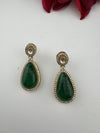 Green and Gold Kundan, Stone Chandelier Drop Earrings, Bridal, Moissanite, CZ, Designer jewelry