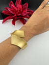 Brushed finished Gold Chunky Cuff Bracelet Bangle, Anti Tarnish, fits sizes upto 2.6"