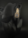 Gray and Gold Kundan, Stone Chandelier Drop Earrings, Bridal, Moissanite, CZ, Designer jewelry