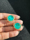 Gold Polish Doublet Stone Stud Earrings, Cubic Zirconia, AD, CZ, Indian Jewelry
