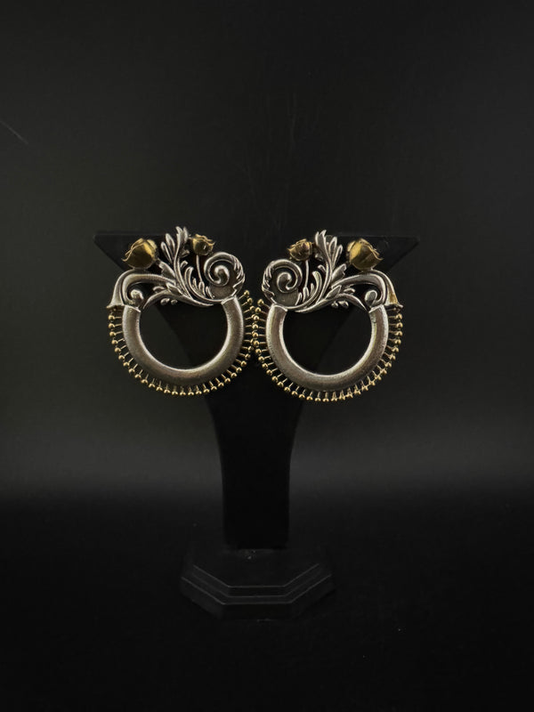Oxidized Oversized Stud Earrings, Boho Ethnic Jewelry, designer jewelry