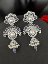 Premium Cubic Zirconia Pearl Chandelier Long earrings is designer Inspired, Statement Long Big earring, Bridal, Party, Wedding jewelry,