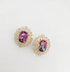 Gold Polish Crystal Stone Stud Earrings, Cubic Zirconia, AD, CZ, Indian Jewelry