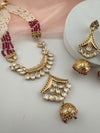 Kundan, Moissanite, Pearls Long Gold Choker necklace set, Indian Rani haar