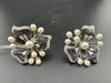 Pearls, Cubic Zirconia, Diamond nano setting flower stud earrings, Indian Jewelry