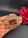 Turkish Jewelry, Crystal, CZ, Stones Oversized Cuff Bracelet Bangle, Gold Polish (Fits 2.6" Diameter)