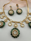 Enamel, Minakari, Kundan, CZ Gold plated Hasli necklace set, Indian Bridal Jewelry set