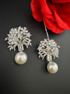 Cubic Zirconia, Diamond, pearls, Step cut crystal Dangle Drop earrings, Indian Jewelry