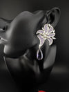 Premium Nano Setting Cubic Zirconia Pearl Oversized Studs earrings in leaf shape, stylish, designer Statement Big earring/Bridal Bridesmaid