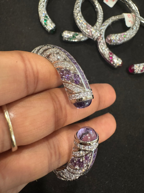 Openable Cuff bracelet with Stones, American Diamonds, crystal stones, CZ, Fits size upto 2.6"