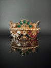 Kundan, CZ, colorful stones Bracelet Bangle, Gold Polish Bangle (Fits 2.6" Diameter)
