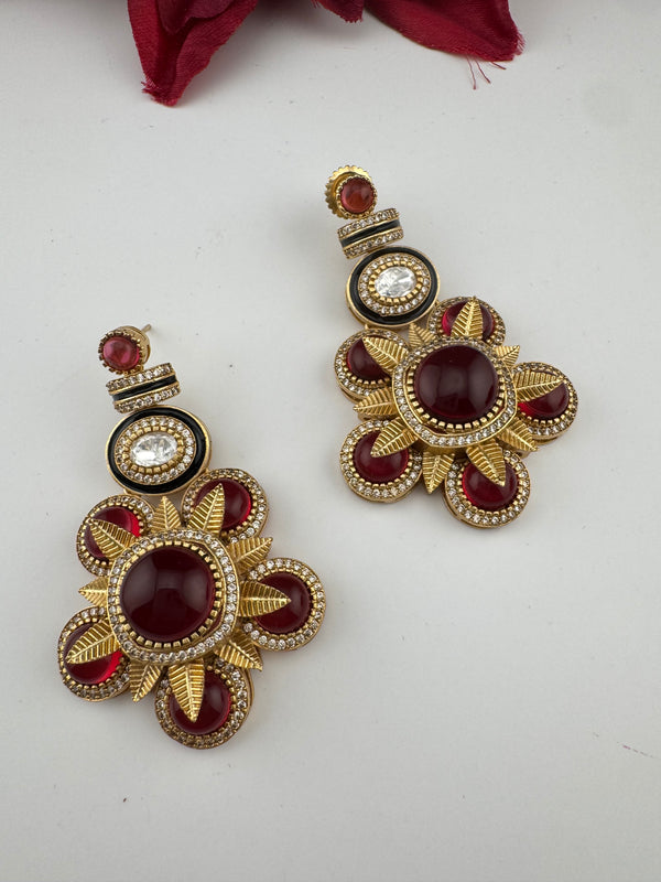 Kundan, stone, cuboz Zirconia Sabyasachi inspired Chandbali Chandelier long earring, designer jewelry