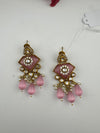 Gold Kundan, CZ, Stone, Pearls Chandelier Drop Earrings, Bridal Designer jewelry