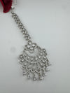 Silver Cubic Zirconia/Diamond Tikka, Indian Maang Tikka, Headpiece, Bridal jewelry