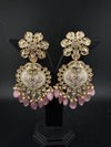 Enamel and Gold Kundan Chandelier Long Earrings, High shine Bridal Moissanite CZ, Designer Earrings