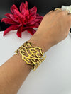 Brushed finished Gold Chunky Cuff Bracelet Bangle, Anti Tarnish, fits sizes upto 2.6"