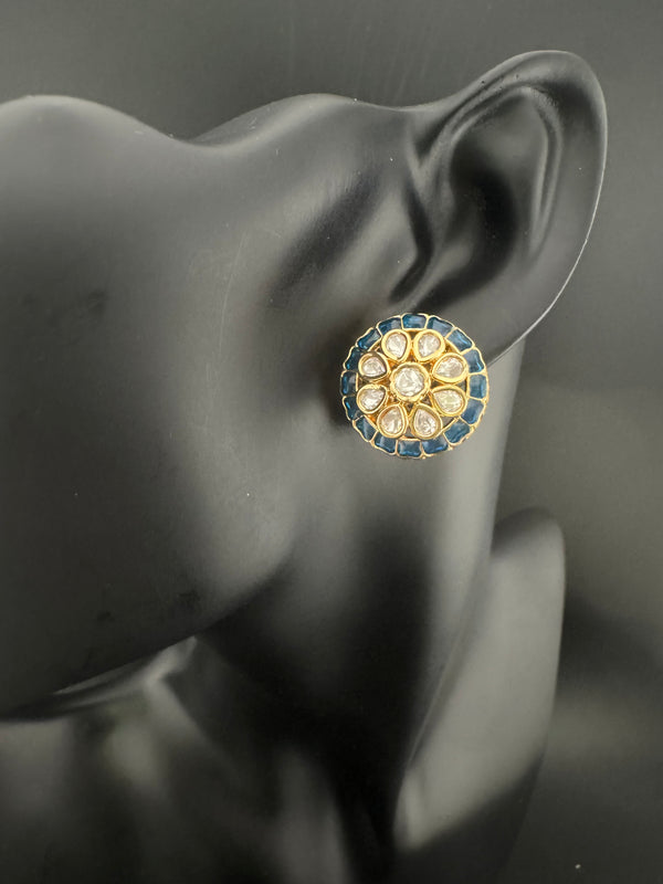 Kundan, Pachi kundan, cubic Zirconia, stones Stud Earrings, Tyaani Inspired Indian Jewelry