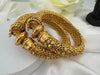 Matt Gold temple motifs is Amrapali inspired Designer Openable bangle set of 2