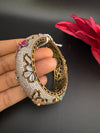 Openable Matt Gold Plated Bangle with Crystal Stones, CZ Nano Setting (Fits 2.6" Diameter)