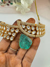 Kundan, CZ, Doublet Stone choker necklace set, Indian Bridal Jewelry set