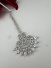 Silver Cubic Zirconia/Diamond Tikka, Indian Maang Tikka, Headpiece, Bridal jewelry (Copy)