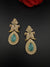 Blue Green and Gold, Doublet Stone Chandelier Long Earrings, Bridal, Moissanite, CZ, Designer jewelry