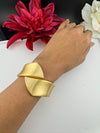 Brushed finished Gold Chunky Cuff Bracelet Bangle, Anti Tarnish, fits sizes upto 2.6"