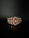 Moissanite Kundan, MOP, CZ Adjustable Bracelet Bangle, Gold Polish Designer Bangle