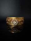 Moissanite Kundan, CZ, pearl Peacock Cuff Bracelet Bangle, Gold Polish Bangle (Fits 2.6" Diameter)