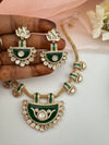 Kundan, Moissanite, MOP, CZ Flexible Gold necklace set, Indian Bridal Jewelry