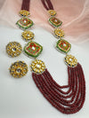Kundan, Enamel, Minakari, Hydro Beads Long Gold Choker necklace set, Double sided Rani haar