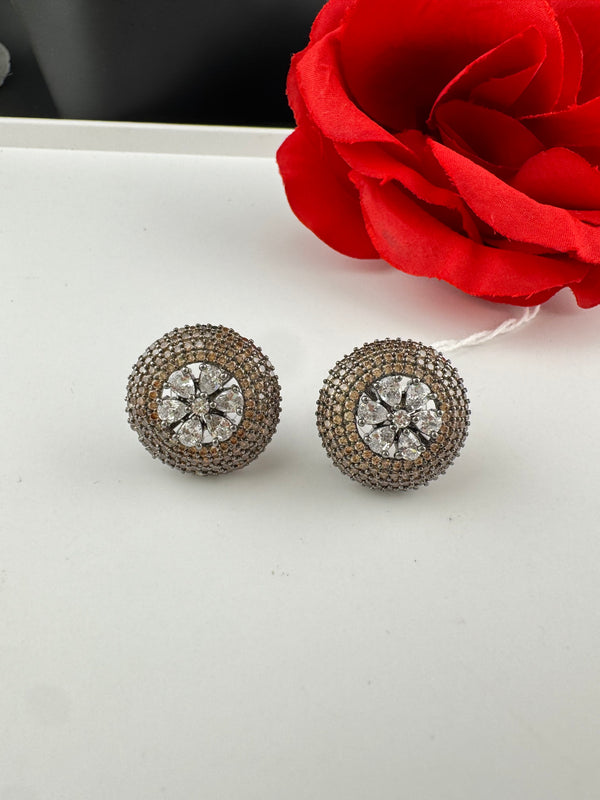 Cubic Zirconia, Diamond nano setting Victorian stud earrings, Indian Jewelry