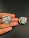 Pearls, Cubic Zirconia, Diamond unique setting Designer stud earrings, Indian Jewelry