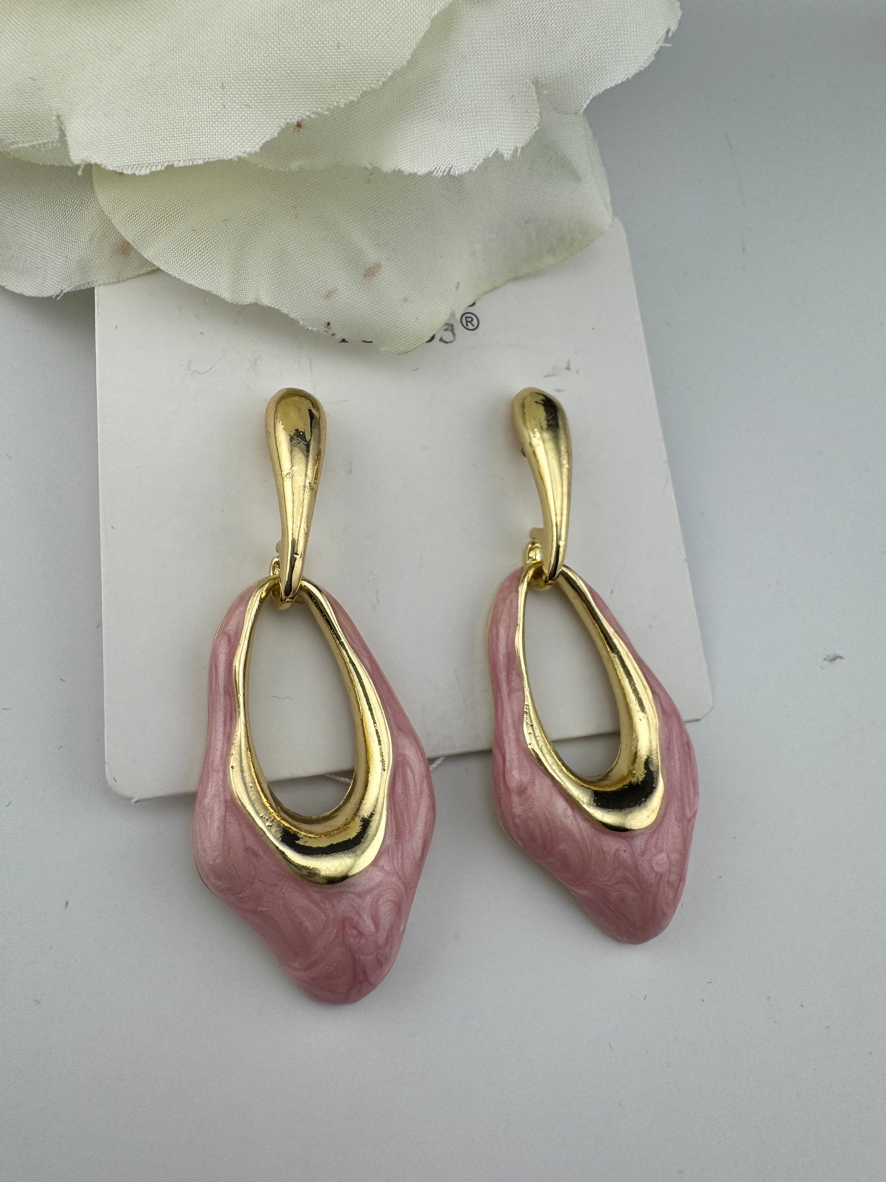 High Quality Premium Enamel and gold Designer Drop Earrings