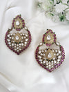 Amrapali inspired, Matt Gold with uncut kundan and CZ chandbali earrings