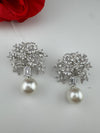 Cubic Zirconia, Diamond, pearls, Step cut crystal Dangle Drop earrings, Indian Jewelry