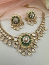 Kundan, Moissanite, MOP, CZ Flexible Gold necklace set, Indian Bridal Jewelry