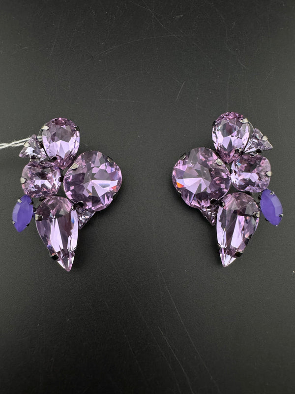 Crystals geometric shapes in unique setting Designer stud earrings, Indian Jewelry