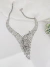 Swarovski Crystals and CZ Diamond All over Jaguar Necklace Set, White Gold Plated set