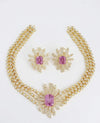 Swarovski Crystals and CZ Diamond star burst Necklace Set, Gold Plated set