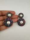Cubic Zirconia, Diamond nano setting, pearls, Victorian Dangle earrings, Indian Jewelry