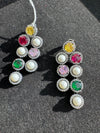 Crystal Stone, pearls dangle, Victorian Earrings, Cubic Zirconia, AD, CZ, Indian Jewelry
